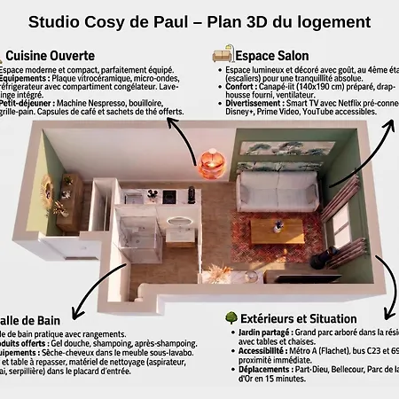 Cosy De Paul - Jardin, Metro, Netflix 维勒班